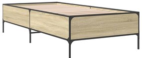 vidaXL Πλαίσιο Κρεβατιού Sonoma Δρυς 90 x 190 εκ. Επεξ. Ξύλο &amp; Μέταλλο