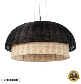 Boho Κρεμαστό Φωτιστικό Οροφής Μονόφωτο 02216 GloboStar-2216-Μαύρο 2216