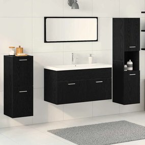 vidaXL Σετ Επίπλων Μπάνιου με ράφι 5 pcs Μαύρη Οξυά Επεξεργασμένο ξύλο