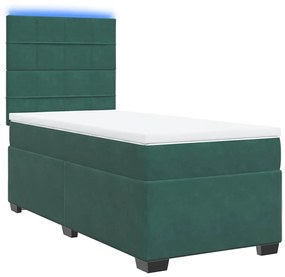 vidaXL Κρεβάτι Boxspring με Στρώμα Σκούρο Πράσινο 80x200 εκ. Βελούδινο