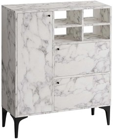 Μπουφές Ewa 793ELG1816 100x35x125cm Marble Effect White Μοριοσανίδα, Μελαμίνη