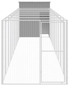 vidaXL Σπιτάκι Σκύλου με Αυλή Αν. Γκρι 165x1067x181 εκ Γαλβαν. Χάλυβας
