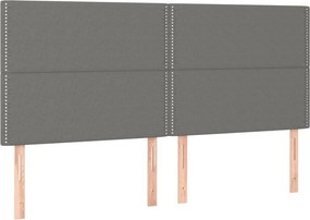 vidaXL Κρεβάτι Boxspring με Στρώμα Σκούρο Γκρι 200x200 εκ. Υφασμάτινο