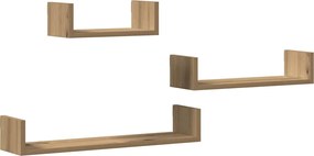 vidaXL Ραφιέρες Τοίχου 3 τεμ. Αρτισιανή Δρυς Επεξεργ. Ξύλο