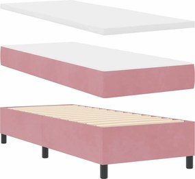 vidaXL LED Κρεβάτι με βάθρο με κεφαλάρι Ροζ 80 x 200 cm Βελούδο