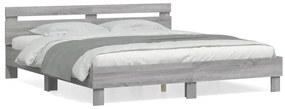 vidaXL Πλαίσιο Κρεβατιού με Κεφαλάρι Γκρι Sonoma 200x200εκ. Επεξ. Ξύλο
