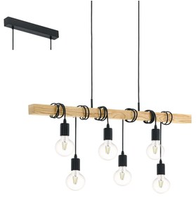 Φωτιστικό Οροφής Townshend 95499 Black Eglo Metal,Wood