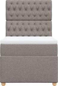 vidaXL Κρεβάτι Boxspring με Στρώμα Taupe 90x200 εκ. Υφασμάτινο
