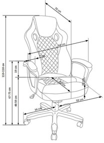 Καρέκλα γραφείου Houston 483, Μαύρο, Κόκκινο, 110x64x70cm, 15 kg, Με ρόδες, Με μπράτσα, Μηχανισμός καρέκλας: Κλίση | Epipla1.gr