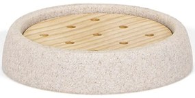 Σαπουνοθήκη Sandstone AH-BA21031 Φ10,5x2cm Natural-Beige Andrea House Ξύλο,Πέτρα