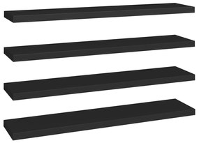 Ράφια Τοίχου 4 τεμ. Μαύρα 120x23,5x3,8 εκ. MDF - Μαύρο