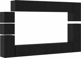 vidaXL Σετ επίπλου τηλεόρασης 9 pcs Μαύρη Οξυά Επεξεργασμένο ξύλο