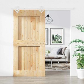 vidaXL Συρόμενη Πόρτα Φυσικό και Λευκό 100 x 210 cm