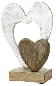 Διακοσμητικό ArteLibre Καρδιές Σε Βάση Ασημί/Φυσικό Αλουμίνιο/Ξύλο 6x16x23cm