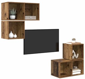 vidaXL Σετ επίπλου τηλεόρασης 4 pcs Παλαιό ξύλο 37 x 37 x 72 εκ