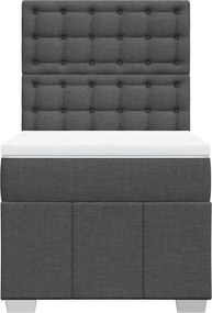 vidaXL Κρεβάτι Boxspring με Στρώμα Σκούρο Γκρι 100x200 εκ. Υφασμάτινο