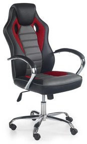 Καρέκλα γραφείου Houston 461, Μαύρο, Κόκκινο, Γκρι, 109x61x69cm, 16 kg, Με μπράτσα, Με ρόδες, Μηχανισμός καρέκλας: Κλίση | Epipla1.gr