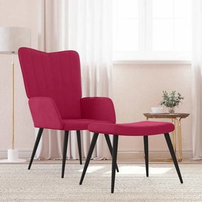 VidaXL Πολυθρόνα Relax Μπορντό Βελούδινη με Σκαμπό