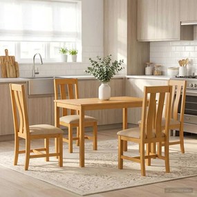 vidaXL Σετ τραπεζαρίας BERGEN 5 τμχ. Μπεζ 110 x 75 x 75 cm