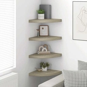 vidaXL Ράφια Τοίχου Γωνιακά 4 τεμ. Χρώμα Δρυός 35x35x3,8 εκ. MDF
