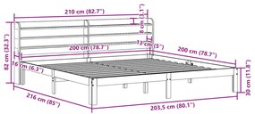 Πλαίσιο Κρεβατιού με Κεφαλάρι 200x200 εκ. από Μασίφ Ξύλο Πεύκου - Καφέ