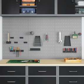 vidaXL Pegboards 3 τεμάχια με 15 αξεσουάρ Γκρι 50x80 εκ Ατσάλι