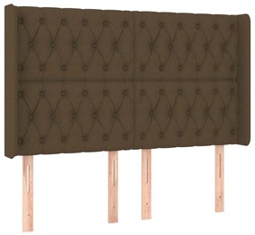 vidaXL Κρεβάτι Boxspring με Στρώμα &amp; LED Σκ.Καφέ 140x190εκ. Υφασμάτινο