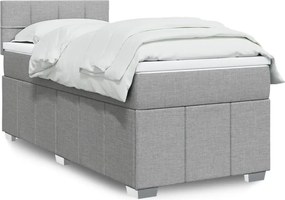vidaXL Κρεβάτι Boxspring με Στρώμα Ανοιχτό Γκρι 100x200 εκ. Υφασμάτινο
