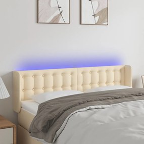 vidaXL Κεφαλάρι Κρεβατιού LED Κρεμ 147x16x78/88 εκ. Υφασμάτινο