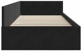 vidaXL Κρεβάτι Γωνίας Μαύρο 100 x 200 cm Βελούδο και Εργοστασιακό ξύλο