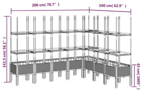 Ζαρντινιέρα Κήπου με Καφασωτό Λευκή 200x160x142,5 εκ. από PP - Λευκό