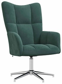vidaXL Πολυθρόνα Relax Σκούρο Πράσινο Βελούδινη με Σκαμπό