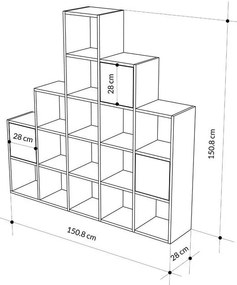 Βιβλιοθήκη Paleo φυσικό μελανίνη 150.8x28x150.8εκ 150.8x28x150.8 εκ.