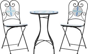 vidaXL Σετ Bistro «Μωσαϊκό» Μπλε/Λευκό Σίδηρος και Κεραμικό