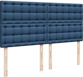 vidaXL Κρεβάτι Boxspring με Στρώμα Μπλε 200x200 εκ. Υφασμάτινο