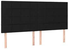 vidaXL Κρεβάτι Boxspring με Στρώμα &amp; LED Μαύρο 200x200 εκ. Υφασμάτινο