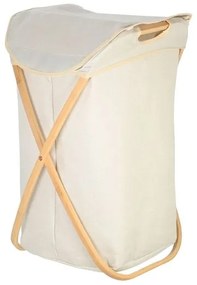 Estia Καλάθι Απλύτων Bamboo Essentials Πτυσσόμενο Με Θήκη 40x40x70cm Μπεζ 02-18627