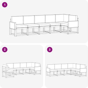 vidaXL Σειρά Καναπέ Εξωτερικού 6 pcs Φυσικό και Κρέμα Πολυεστέρας
