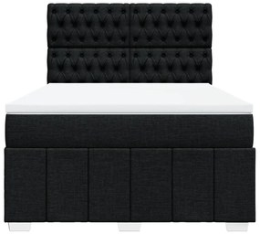 vidaXL Κρεβάτι Boxspring με Στρώμα Μαύρο 140x190 εκ. Υφασμάτινο