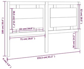 Κεφαλάρι Κρεβατιού 155,5 x 4 x 100 εκ. από Μασίφ Ξύλο Πεύκου - Καφέ