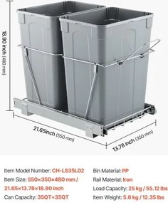 VEVOR Double Pullout Waste Container Under Cabinet Kitchen Bin Trash Can