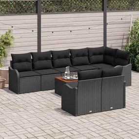 vidaXL Σετ Καναπέ Κήπου 9 pcs Μαύρο Πολυ ράταν
