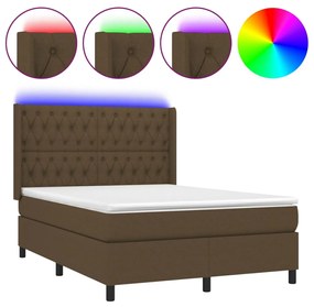 ΚΡΕΒΑΤΙ BOXSPRING ΜΕ ΣΤΡΩΜΑ &amp; LED ΣΚ.ΚΑΦΕ 140X200 ΕΚ ΥΦΑΣΜΑΤΙΝΟ 3138560