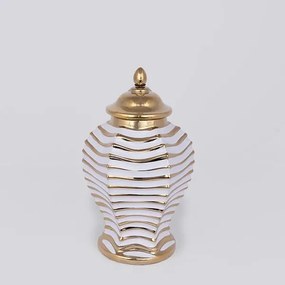 ΒΑΖΟ ΜΕ ΚΑΠΑΚΙ ΚΕΡΑΜΙΚΟ ΛΕΥΚΟ - ΧΡΥΣΟ 18.3x18.3x30cm|752-20354
