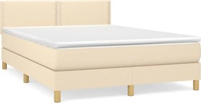 vidaXL Κρεβάτι Boxspring με Στρώμα Κρεμ 140x190 εκ. Υφασμάτινο