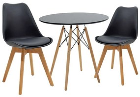 Τραπεζαρία New Meal 6 (Σετ 3Τμχ) 200-000682 Φ80x73cm Natural-Black Mdf, Metal