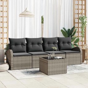 vidaXL Σετ Καναπέ Κήπου 5 pcs Γκρι 55 x 55 x 37 εκ Πολυ ράταν