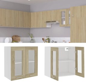 vidaXL Κρεμαστό Γυάλινο Ντουλάπι "Lyon" Ξύλο Sonoma Δρυς 60x31x60 εκ. από Τεχνητό Ξύλο