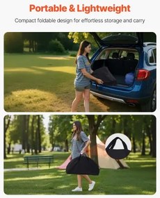 VEVOR Folding Portable Camping Table Oxford Outdoor Round Table 4 Cup Holders