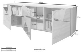 Vito Έπιπλο Τηλεόρασης Ανθρακί 181x42x57